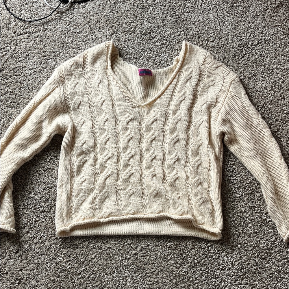 Edikted Cream Cable Knit Sweater